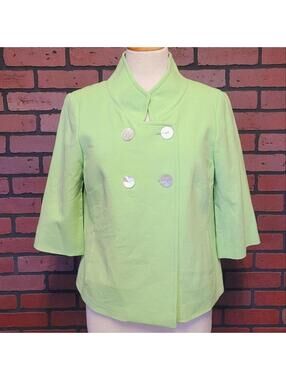 Worth Lime Green Wool Double Breasted Blazer Jacket Size 10